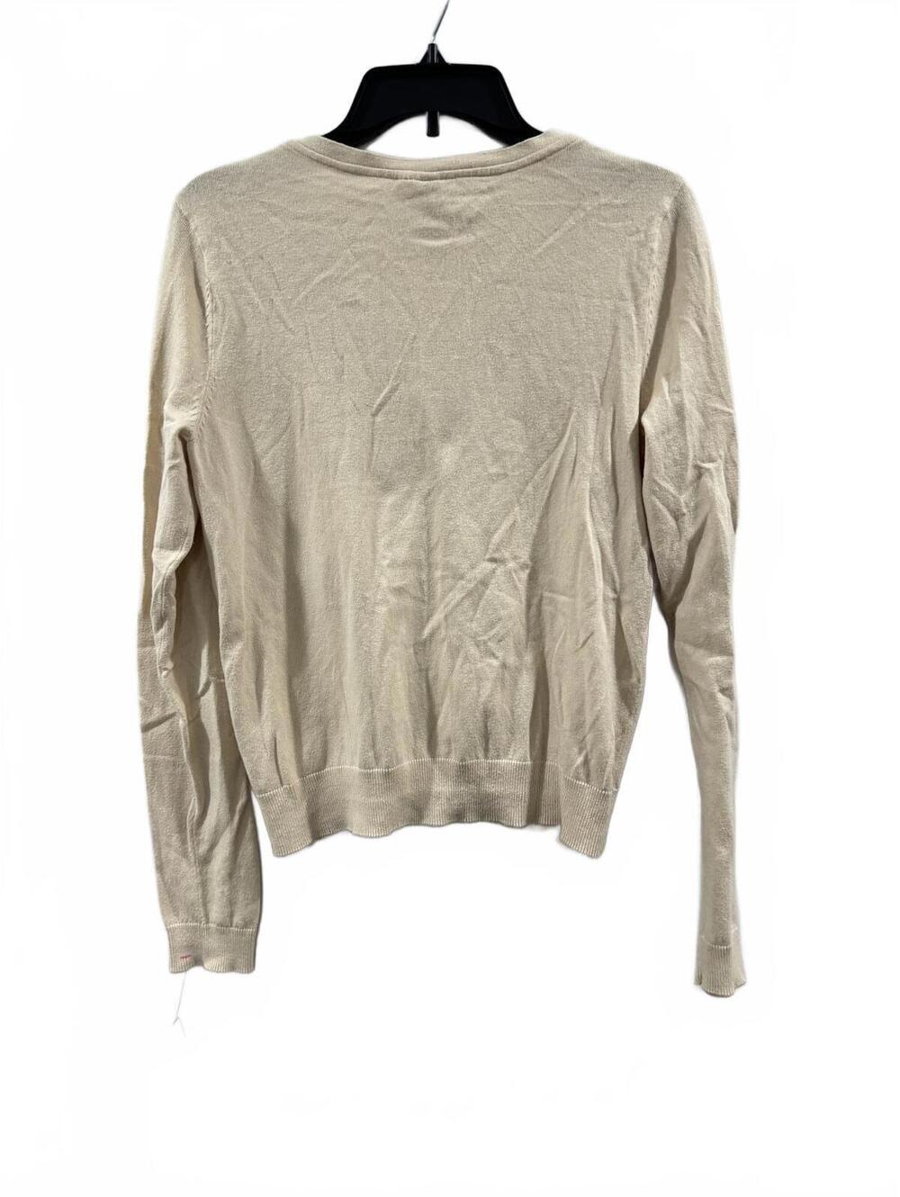 H&M Divided Cream Button Up Long Sleeve V-Neck Cardigan- Size Medium - Picture 2 of 7